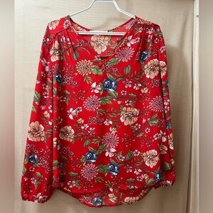 ⚫️ BOGO Violet and Claire Floral Red Women's Top Size Large